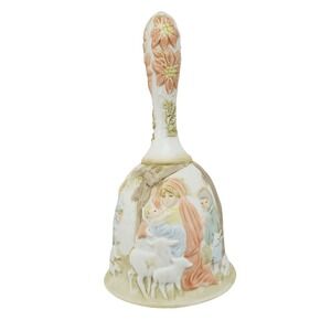 VTG Lefton Christopher Collection Porcelain Nativity Bell Hand‎ Painted 1982
